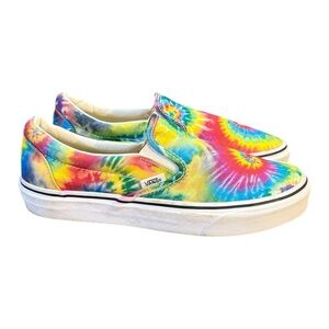 Vans Classic Slip-On  Rainbow Tie Dye Canvas Sneakers Women’s Size 9
